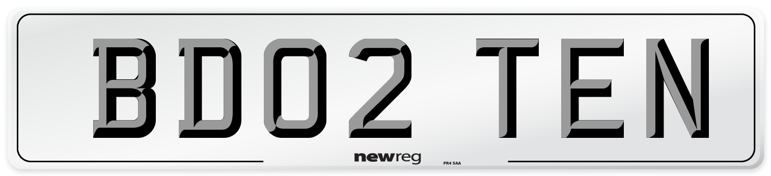 BD02 TEN Number Plate from New Reg